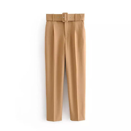 Luxury Trinity Pants - flat-lay product shot, camel - Miss Mosa By Akanksha