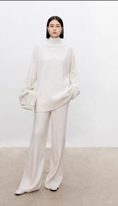 Lydia Luxe Winter Trackset - full-length shot on model, cream - Miss Mosa By Akanksha