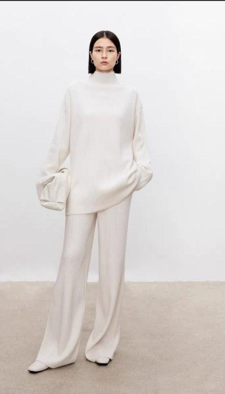 Lydia Luxe Winter Trackset - full-length shot on model, cream - Miss Mosa By Akanksha