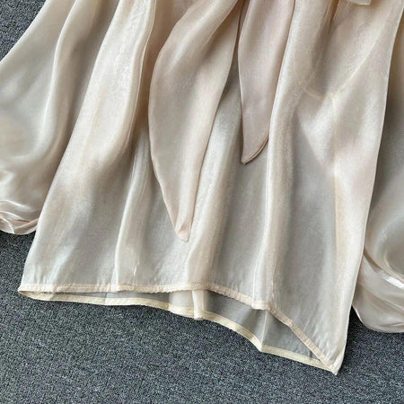 Mabel Bow Top - close-up of top hem, cream - Miss Mosa By Akanksha