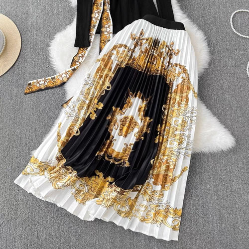 Madine Vintage Coord Set with Belt In Black