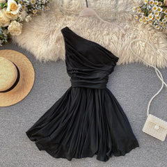 Madline Ruched Dress - front shot on hanger, black - Miss Mosa By Akanksha