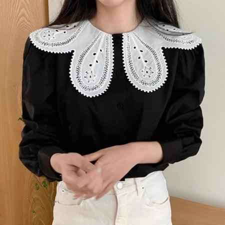 Malour Vintage Blouse - front shot on model, black - Miss Mosa By Akanksha