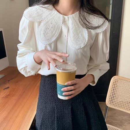 Malour Vintage Blouse - lifestyle shot on model, white - Miss Mosa By Akanksha