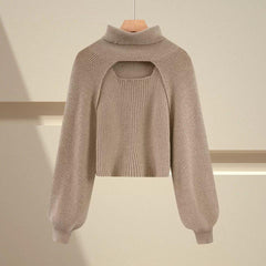 Marame Two Piece Sweater Set - front shot on hanger, beige - Miss Mosa By Akanksha