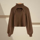 Marame Two Piece Sweater Set - front shot on hanger, brown - Miss Mosa By Akanksha