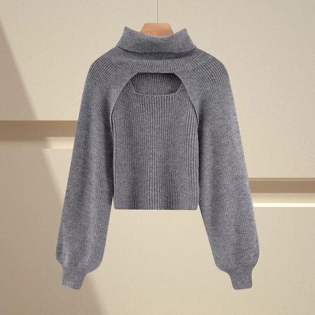 Marame Two Piece Sweater Set - front shot on hanger, grey - Miss Mosa By Akanksha