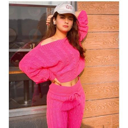 Margerine Tracksets - front shot on model, pink - Miss Mosa By Akanksha