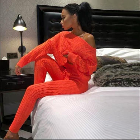 Margerine Tracksets - lifestyle shot on model, orange - Miss Mosa By Akanksha