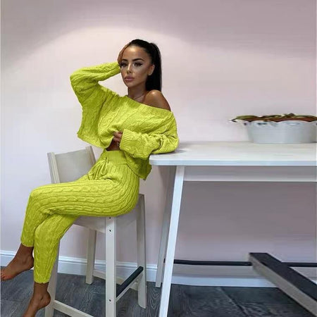 Margerine Tracksets - lifestyle shot on model, lime green - Miss Mosa By Akanksha