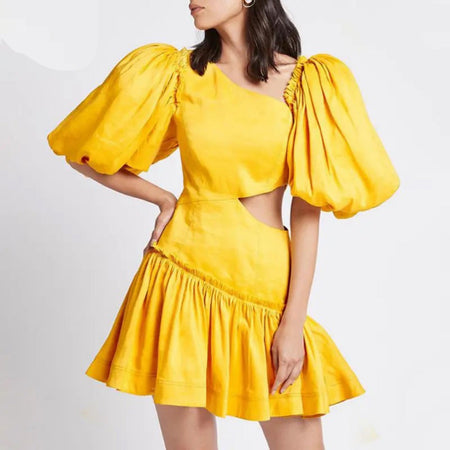 Mark Summer Dress In Yellow - front shot on model, yellow - Miss Mosa By Akanksha