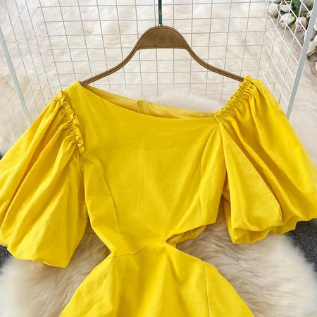 Mark Summer Dress In Yellow - close-up of bodice, yellow - Miss Mosa By Akanksha