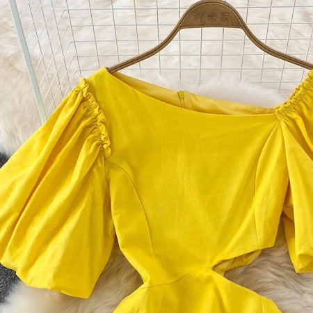 Mark Summer Dress In Yellow - close-up of neckline, yellow - Miss Mosa By Akanksha