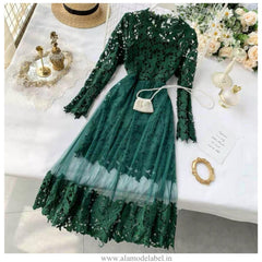 Martha Vintage Dress - styled flat-lay shot, green - Miss Mosa By Akanksha