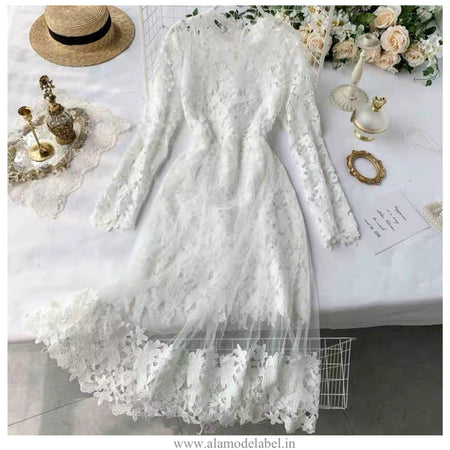 Martha Vintage Dress - styled flat-lay shot, white - Miss Mosa By Akanksha
