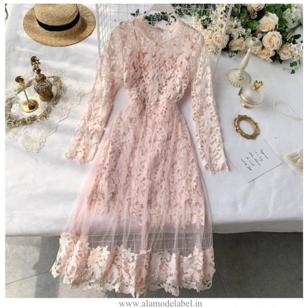 Martha Vintage Dress - styled flat-lay shot, pink - Miss Mosa By Akanksha