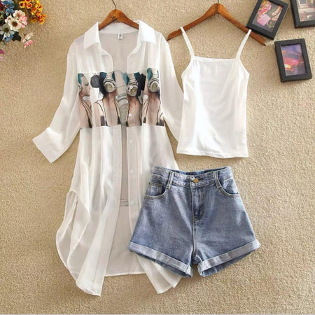 Mathea 3 Piece Set in White - styled flat-lay shot, white - Miss Mosa By Akanksha