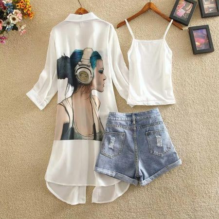 Mathea 3 Piece Set in White - back styled flat-lay shot, white - Miss Mosa By Akanksha