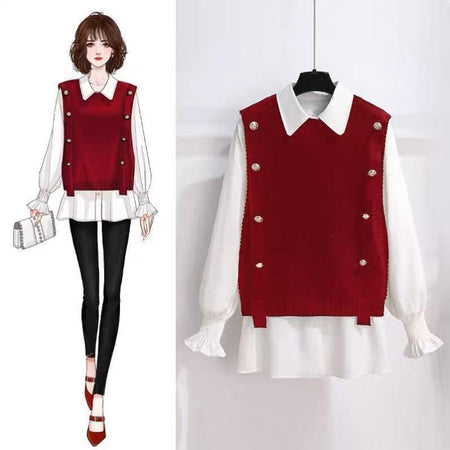 Maya Statement Two Piece Set - front shot on hanger, red - Miss Mosa By Akanksha