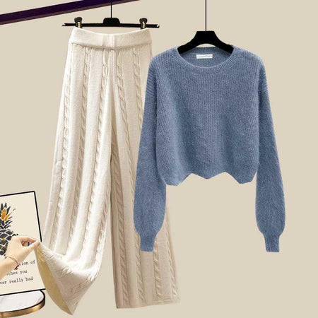 Meraki Woolen Coord Set - styled flat-lay shot, blue - Miss Mosa By Akanksha