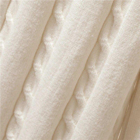Meraki Woolen Coord Set - close-up of knit texture, white - Miss Mosa By Akanksha
