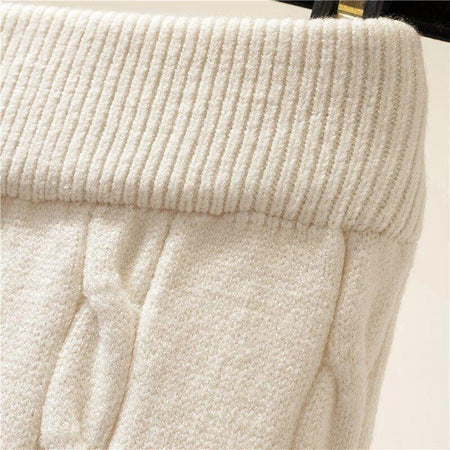 Meraki Woolen Coord Set - close-up of waistband, white - Miss Mosa By Akanksha