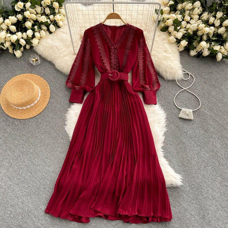 Meredith Statement Dress - flat-lay product shot on hanger, red - Miss Mosa By Akanksha