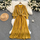 Meredith Statement Dress - flat-lay product shot on hanger, yellow - Miss Mosa By Akanksha