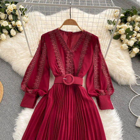 Meredith Statement Dress - flat-lay product shot on hanger, red - Miss Mosa By Akanksha