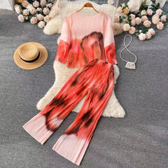 Mezze Crinkled Summer Coord - styled flat-lay shot, red - Miss Mosa By Akanksha