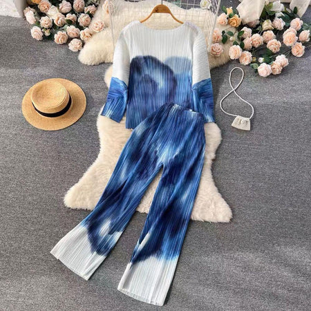 Mezze Crinkled Summer Coord - styled flat-lay shot, blue - Miss Mosa By Akanksha