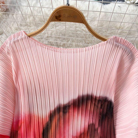 Mezze Crinkled Summer Coord - close-up of neckline, pink - Miss Mosa By Akanksha
