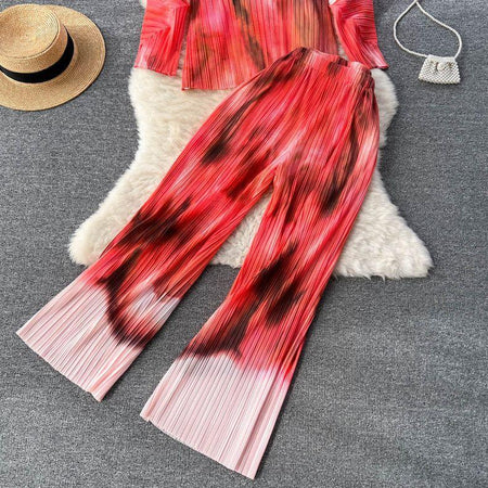 Mezze Crinkled Summer Coord - styled flat-lay shot, red - Miss Mosa By Akanksha