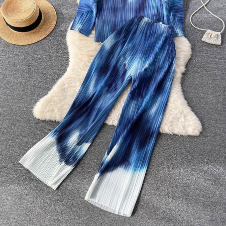 Mezze Crinkled Summer Coord - styled flat-lay shot, blue - Miss Mosa By Akanksha