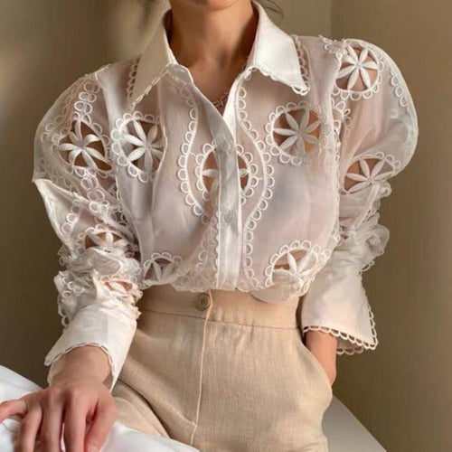 Milan Eyelet Blouse In White