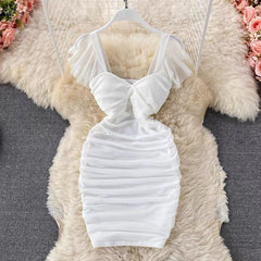 Milano Bodycon Dress - front shot on hanger, white - Miss Mosa By Akanksha