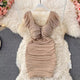 Milano Bodycon Dress - front shot on hanger, beige - Miss Mosa By Akanksha
