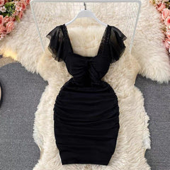 Milano Bodycon Dress - front shot on hanger, black - Miss Mosa By Akanksha