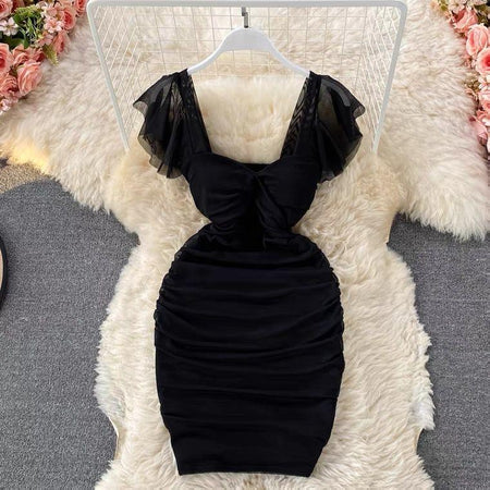 Milano Bodycon Dress - front shot on hanger, black - Miss Mosa By Akanksha