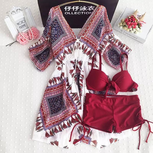Millie 3 Piece Swimsuit In Red