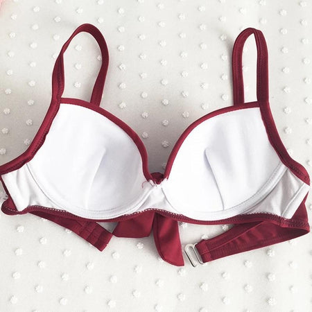 Millie 3 Piece Swimsuit In Red - close-up of bikini top, red - Miss Mosa By Akanksha