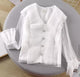 Millie Ruffled Blouse - flat-lay product shot, white - Miss Mosa By Akanksha