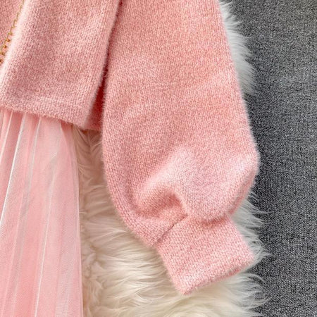 Mimi 3 Piece Set - close-up of sleeve, pink - Miss Mosa By Akanksha