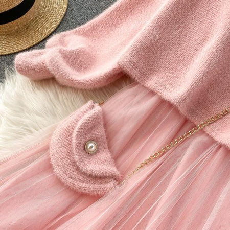 Mimi 3 Piece Set - close-up of mini bag, pink - Miss Mosa By Akanksha