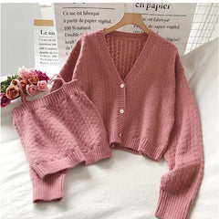 Mindy Luxury Sweater Sets - styled flat-lay shot, pink - Miss Mosa By Akanksha