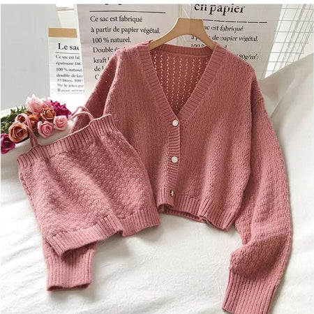 Mindy Luxury Sweater Sets - styled flat-lay shot, pink - Miss Mosa By Akanksha