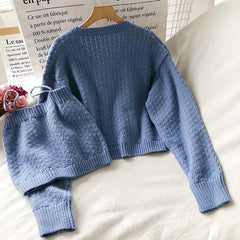 Mindy Luxury Sweater Sets - back shot on hanger, blue - Miss Mosa By Akanksha