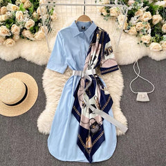 Monophil Scarf Dress - styled flat-lay shot, light blue - Miss Mosa By Akanksha