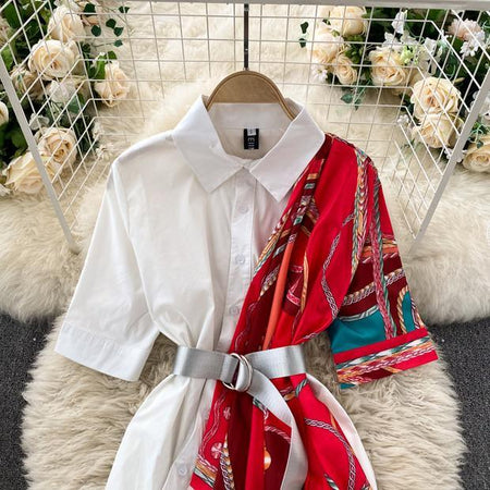 Monophil Scarf Dress - styled flat-lay shot, white - Miss Mosa By Akanksha