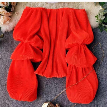 Montage Pleated Blouses - styled flat-lay shot, orange - Miss Mosa By Akanksha